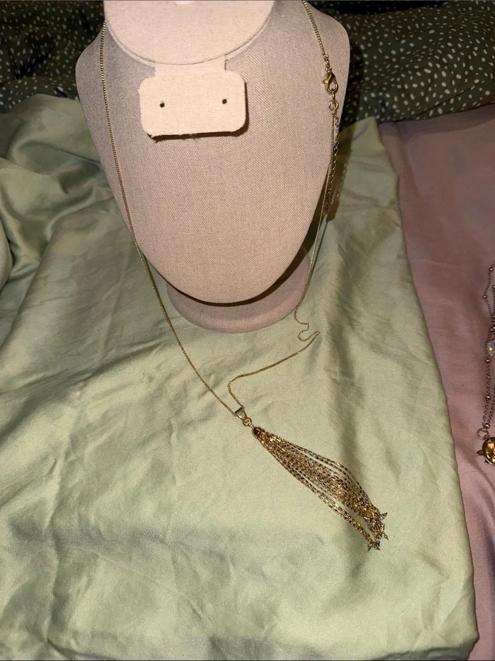 Source Unknown Gold Multi-Strand Tassel Necklace